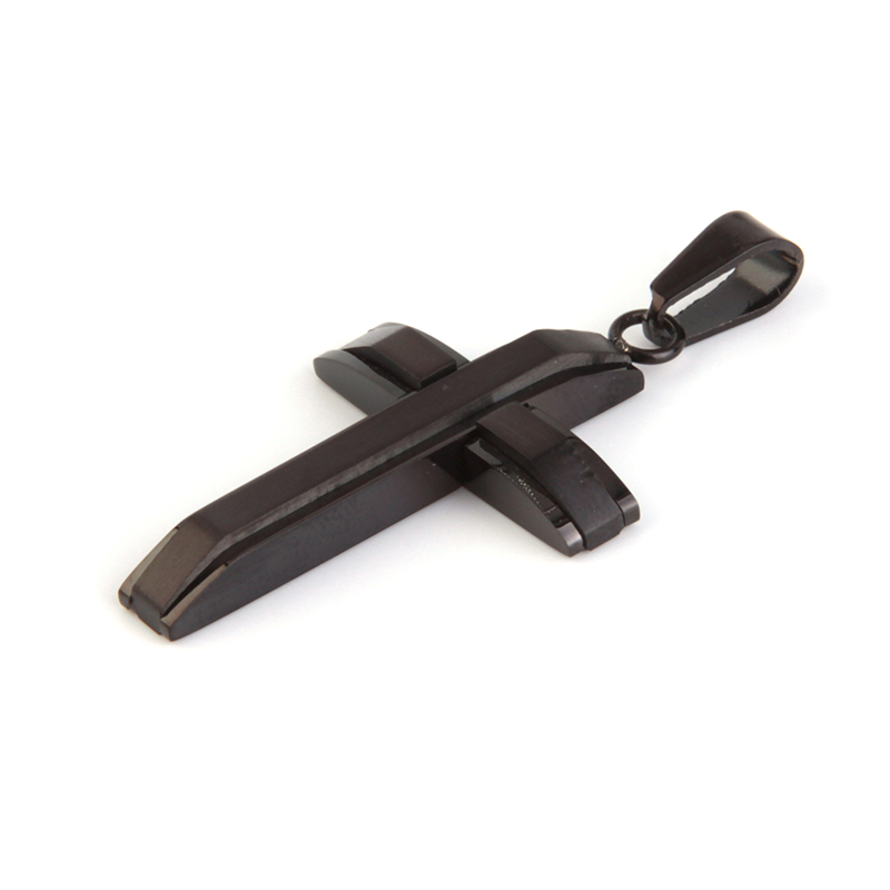 Dije Acero Negro Cruz Moderna Brillo Mate Cepillada 2