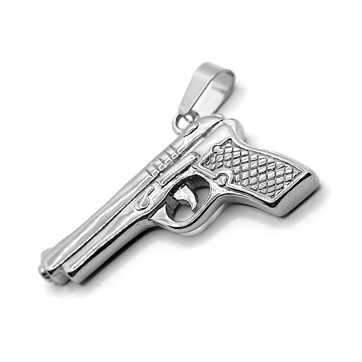 Dije Acero Plata Pistola Corta Arma Fuego Gatillo Grande 2