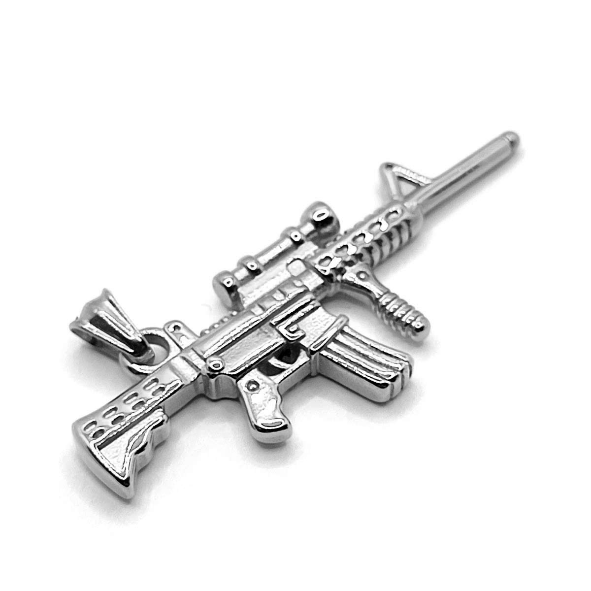 Dije Acero Plata Rifle Grande Arma Ak 47 Cuerno De Chivo 2