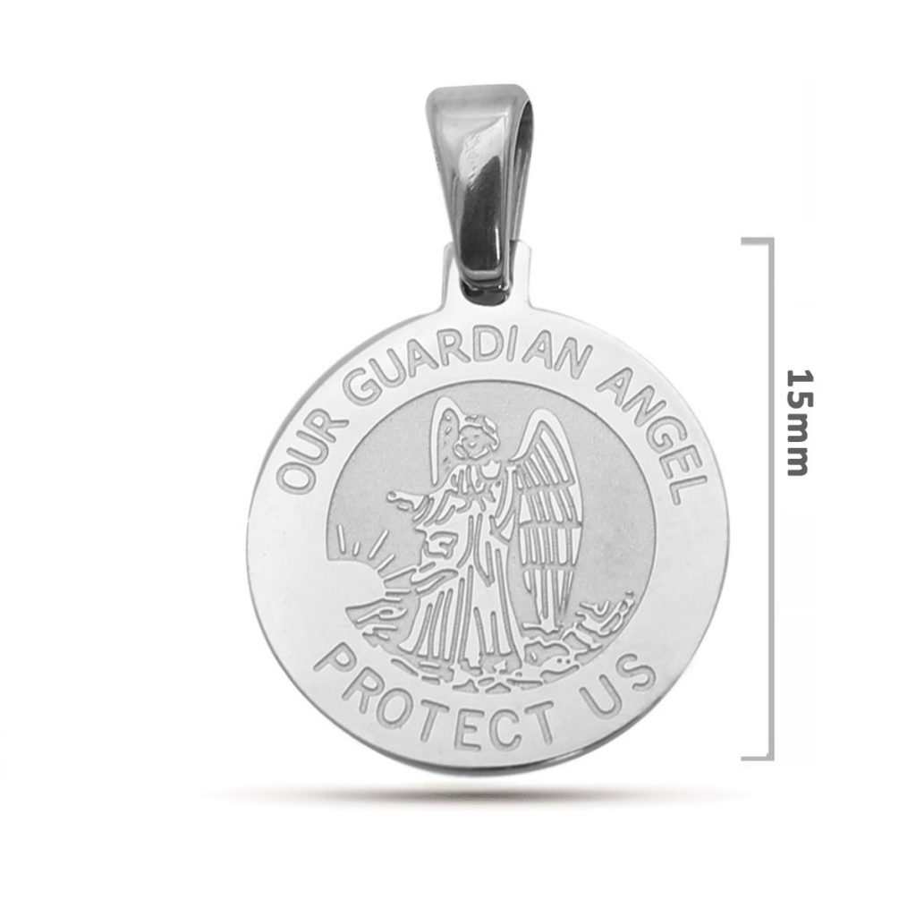 Dije Acero Plateado Angel Guardia Guardian Custodio 15mm 3