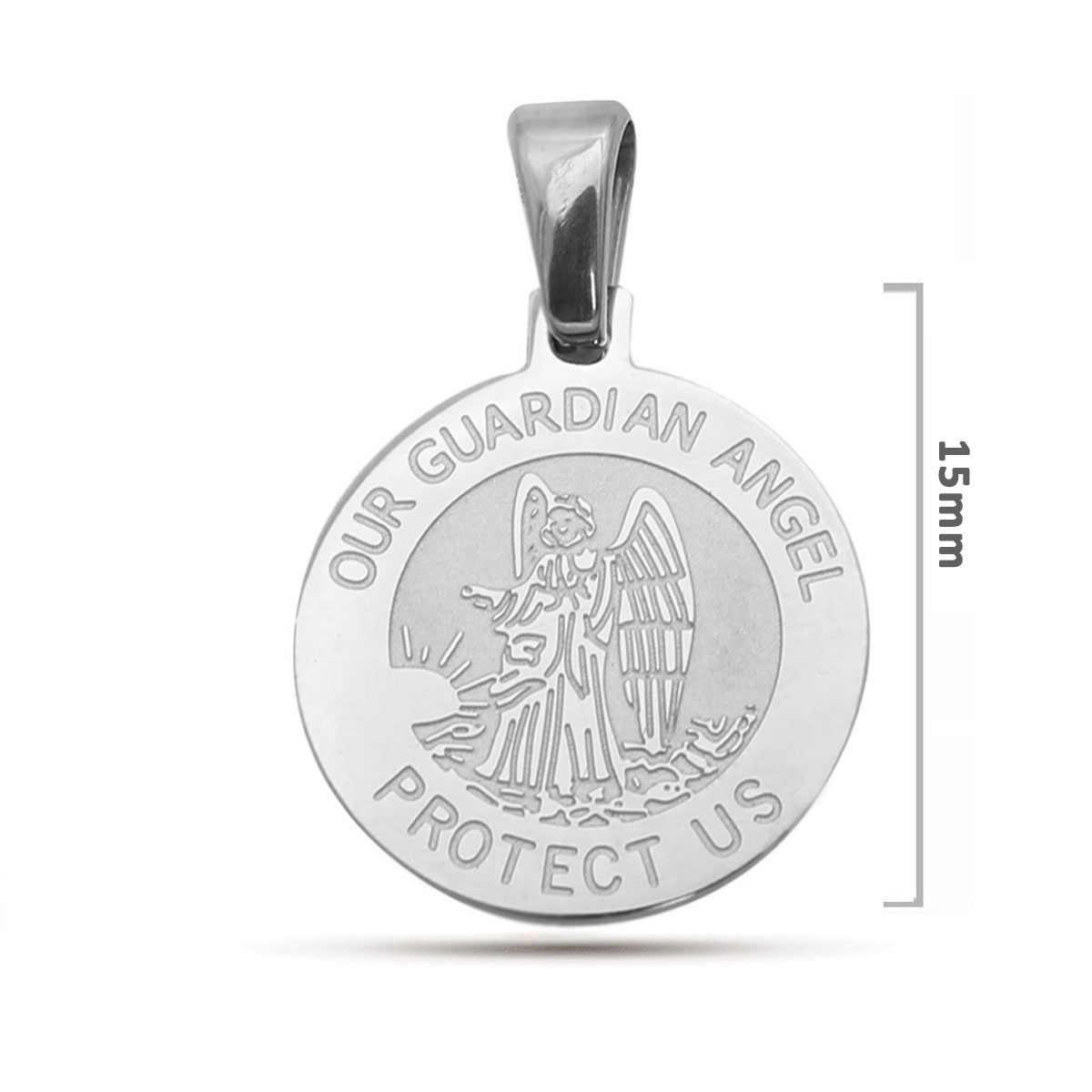 Dije Acero Plateado Angel Guardia Guardian Custodio 15mm 3