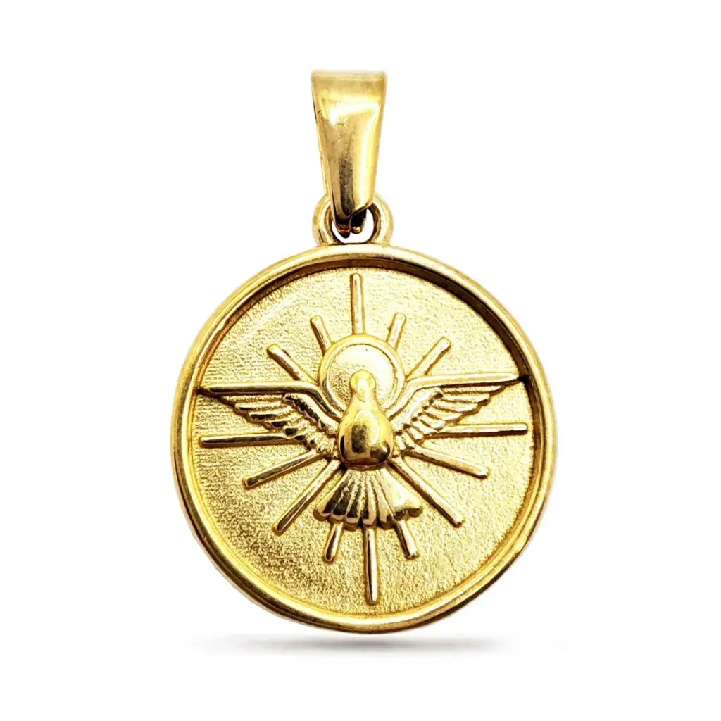 Dije Acero Plateado Espiritu Santo Fuerza Divina Religion 3