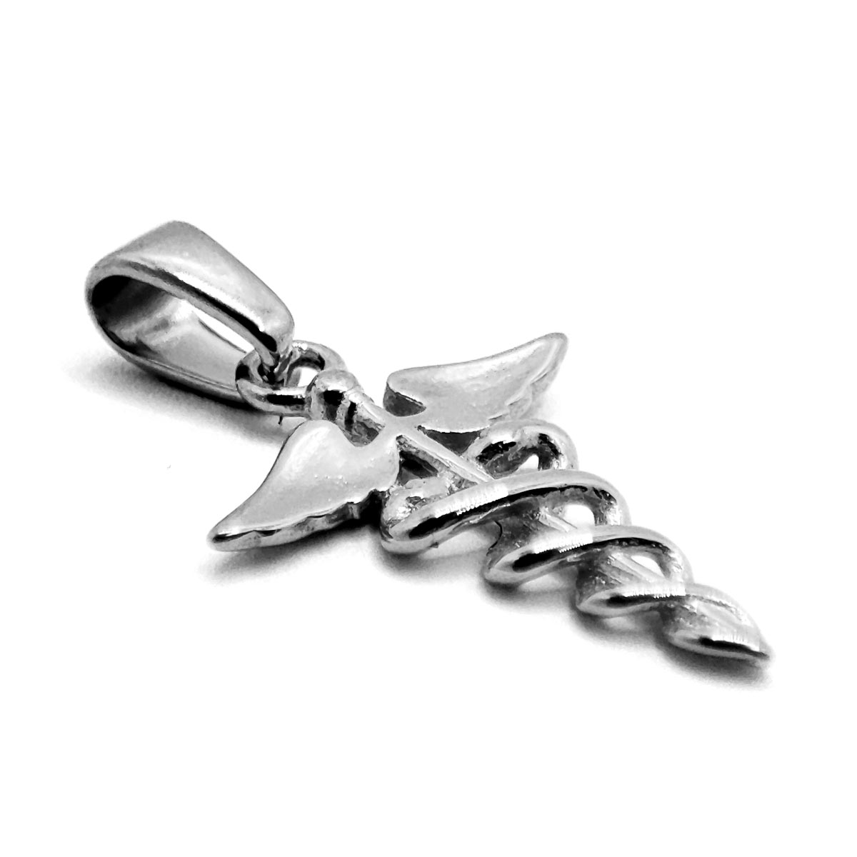 Dije Acero Plateado Medico Medicina Caduceo de Mercurio 3