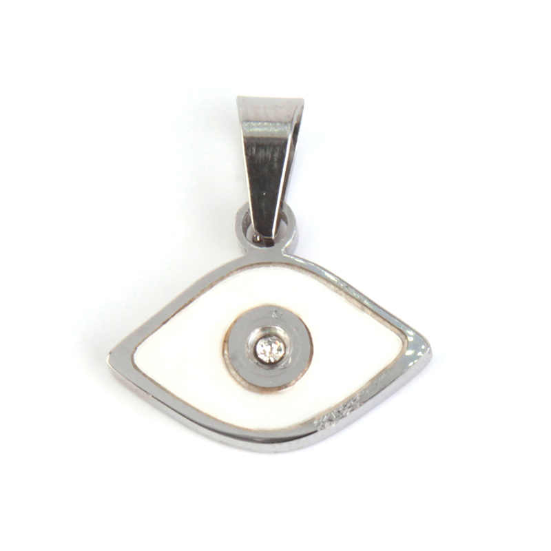 Dije Acero Plateado Ojo Protector Madre Perla Zirconia