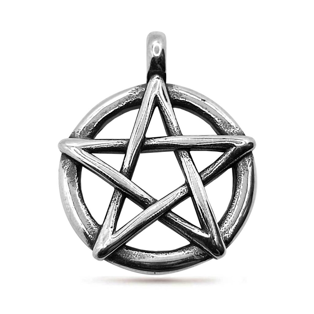 Dije Acero Plateado Pentagrama Invertido Estrella 5 Picos