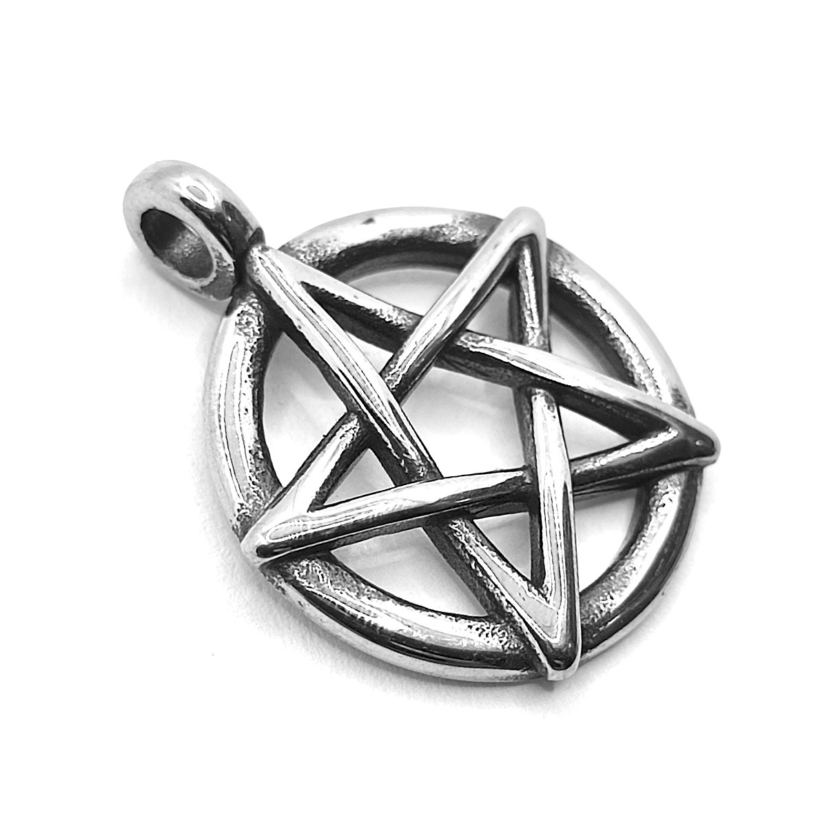 Dije Acero Plateado Pentagrama Invertido Estrella 5 Picos 2