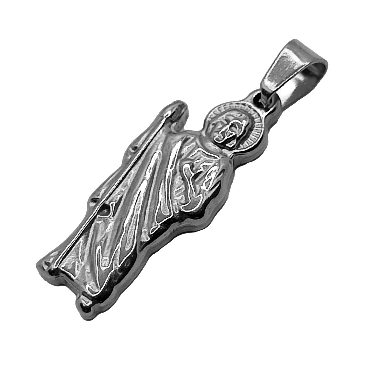 Dije Acero Plateado Religioso San Judas Tadeo 40Mm 2