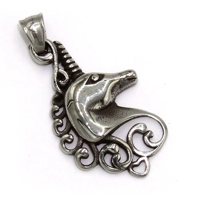 Dije Acero Plateado Unicornio Magico Mistico