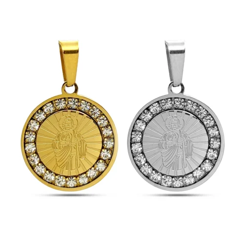 Dije-Acero-San-Judas-Medalla-Religiosa-Redonda-Zirconias.webp