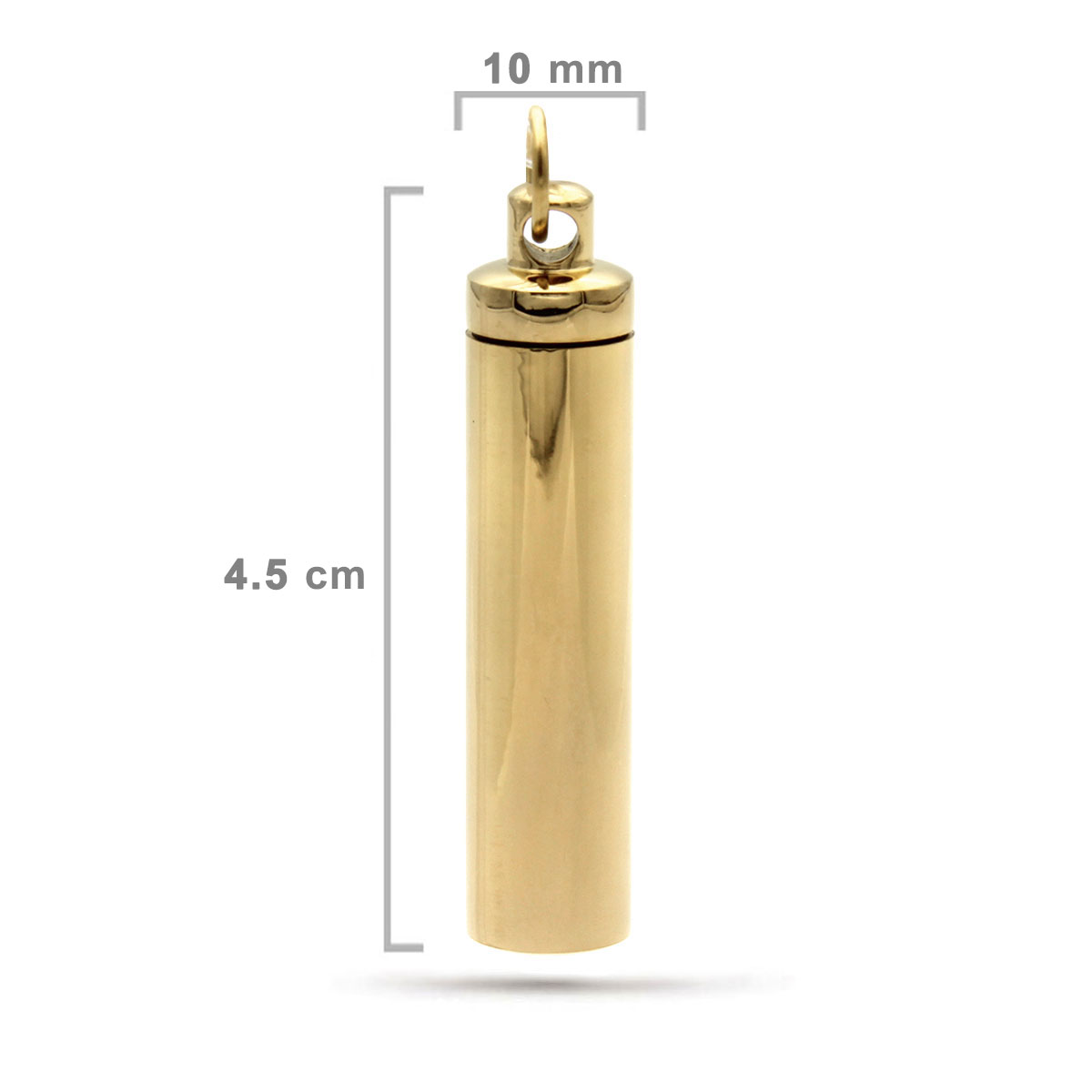 Dije Tipo Urna Cenizas Acero Dorado Cilindro