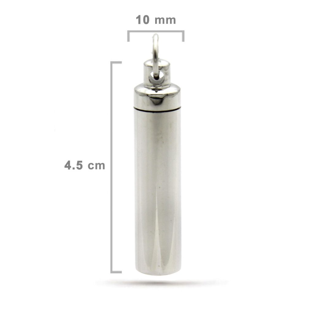 Dije Tipo Urna Cenizas Acero Inoxidable Plateado Cilindro 1