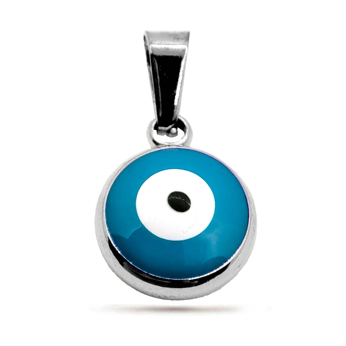 Dije de Acero Inox Plateado Ojo Turco Nazar Proteccion