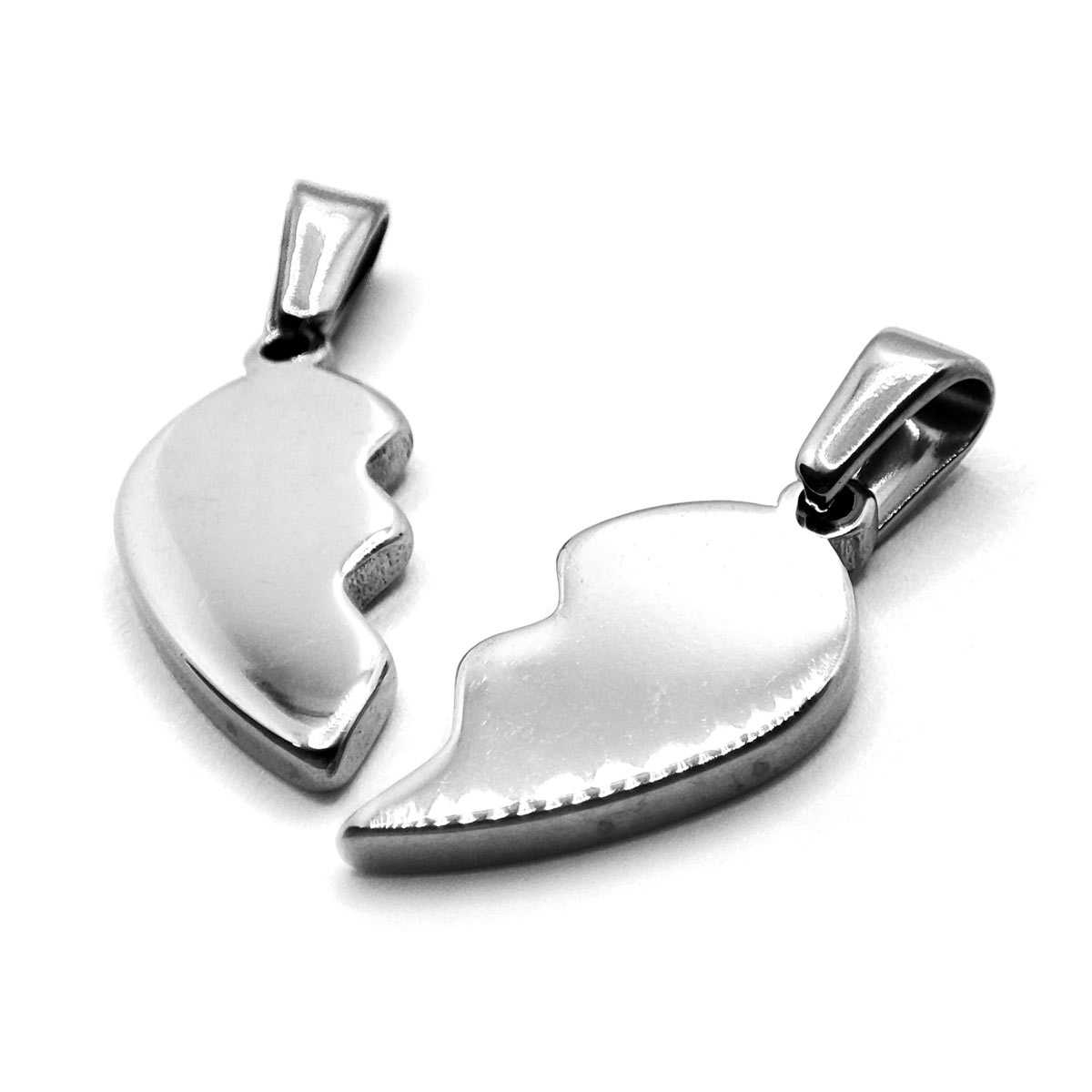 Dijes Acero Plateado Corazon Dividido Amigos Pareja 16 mm 2