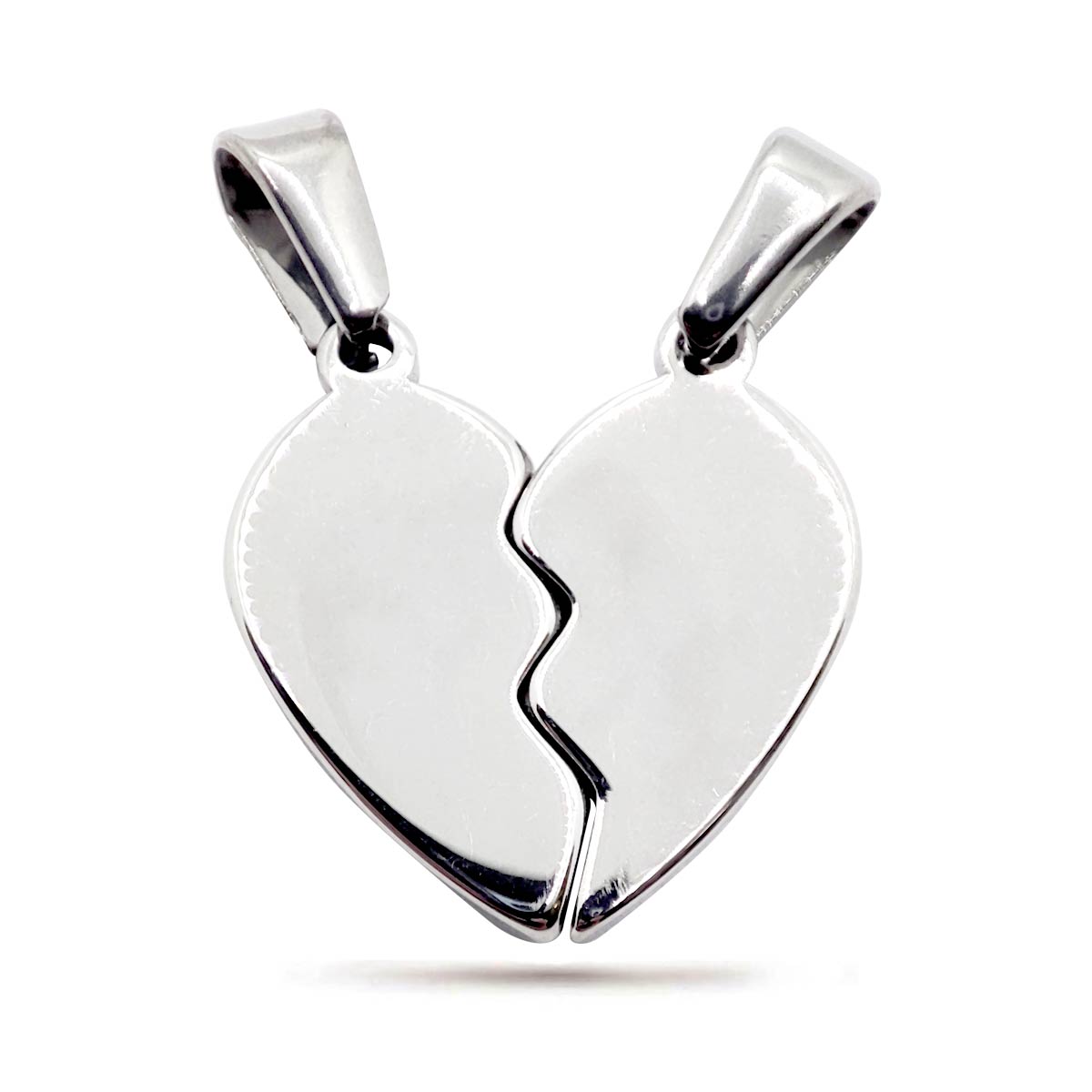 Dijes Acero Plateado Corazon Dividido Amigos Pareja 16 mm