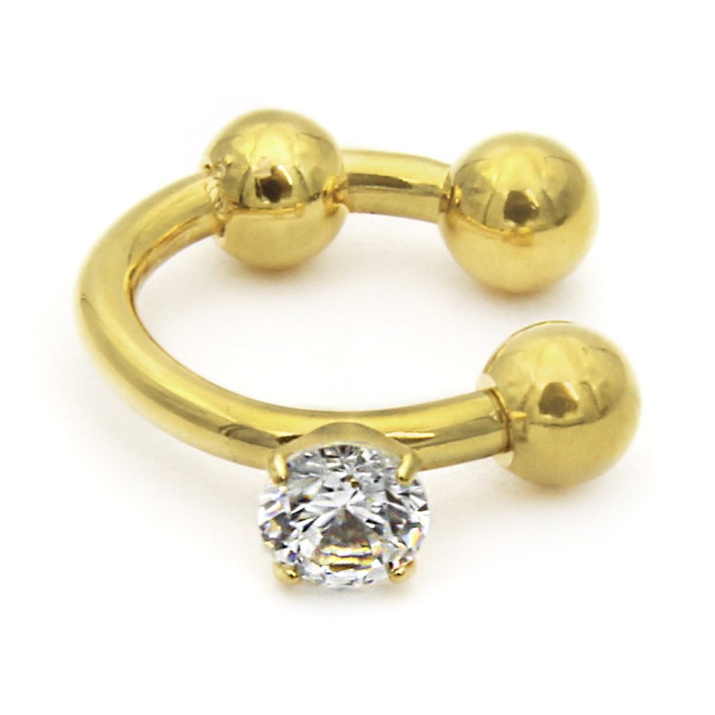 Ear Cuff Acero Inoxidable Dorado Conciencia Zirconia