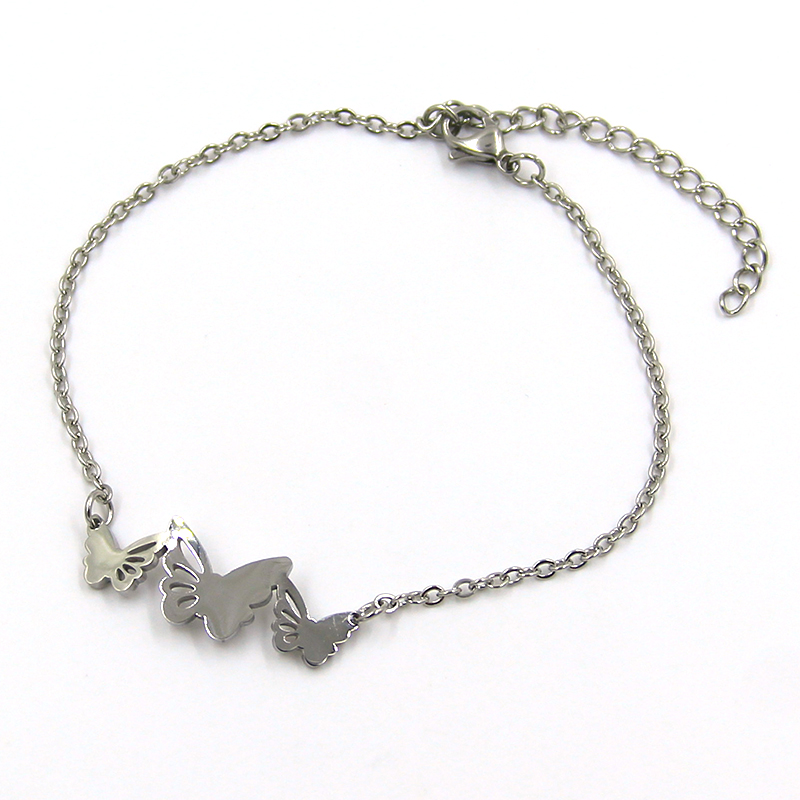 Pulsera Dama Acero Inox Plateado Triple Mariposa 5 Pulsera Dama Acero Inox Plateado Triple Mariposa - Image 3