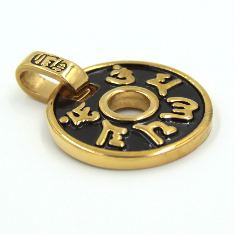 Dije Acero Dorado Medallón Mantras Sagrados 5 Dije Acero Dorado Medallón Mantras Sagrados - Image 3