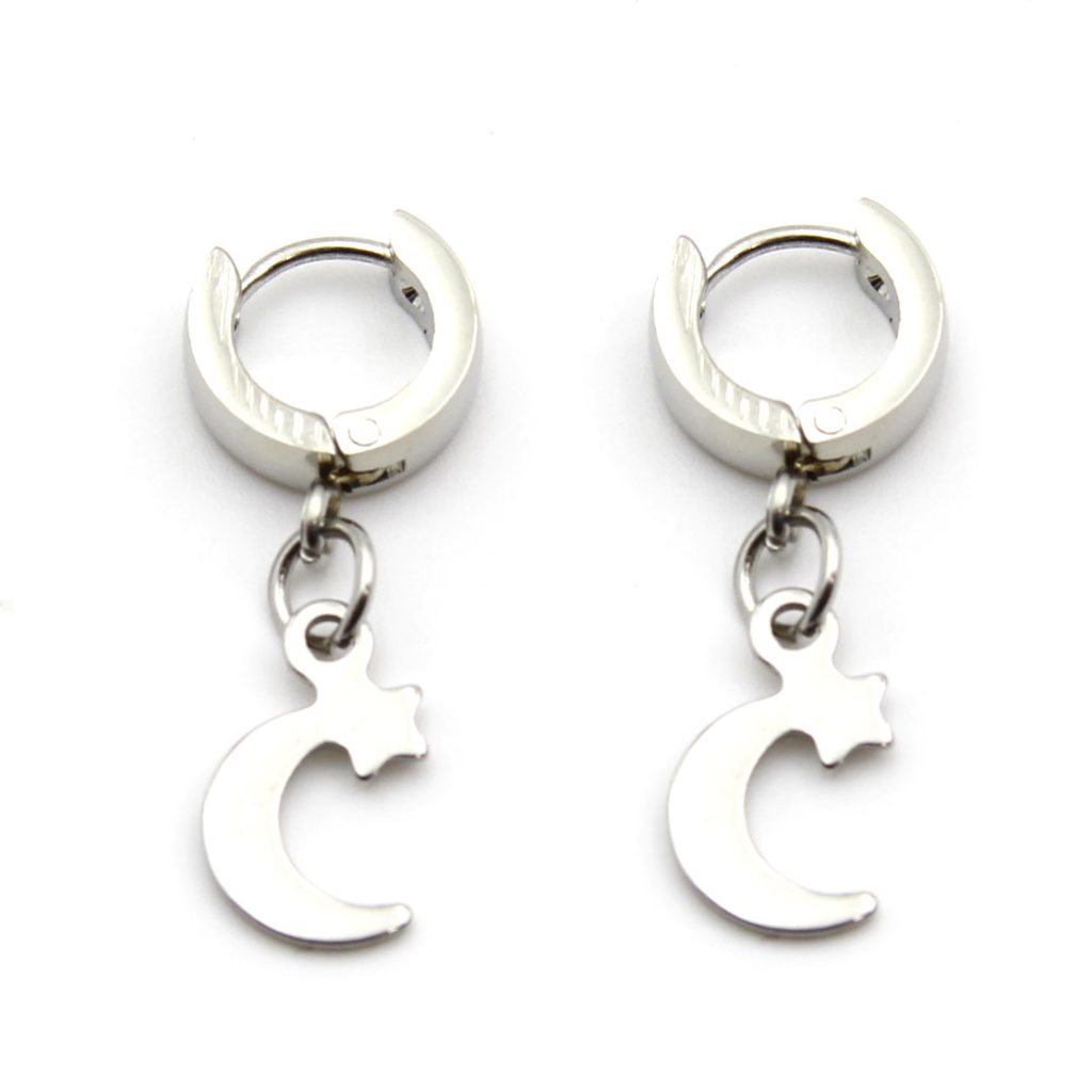 Aretes Acero Dorado Huggies Luna Estrella 11 IMG 63378