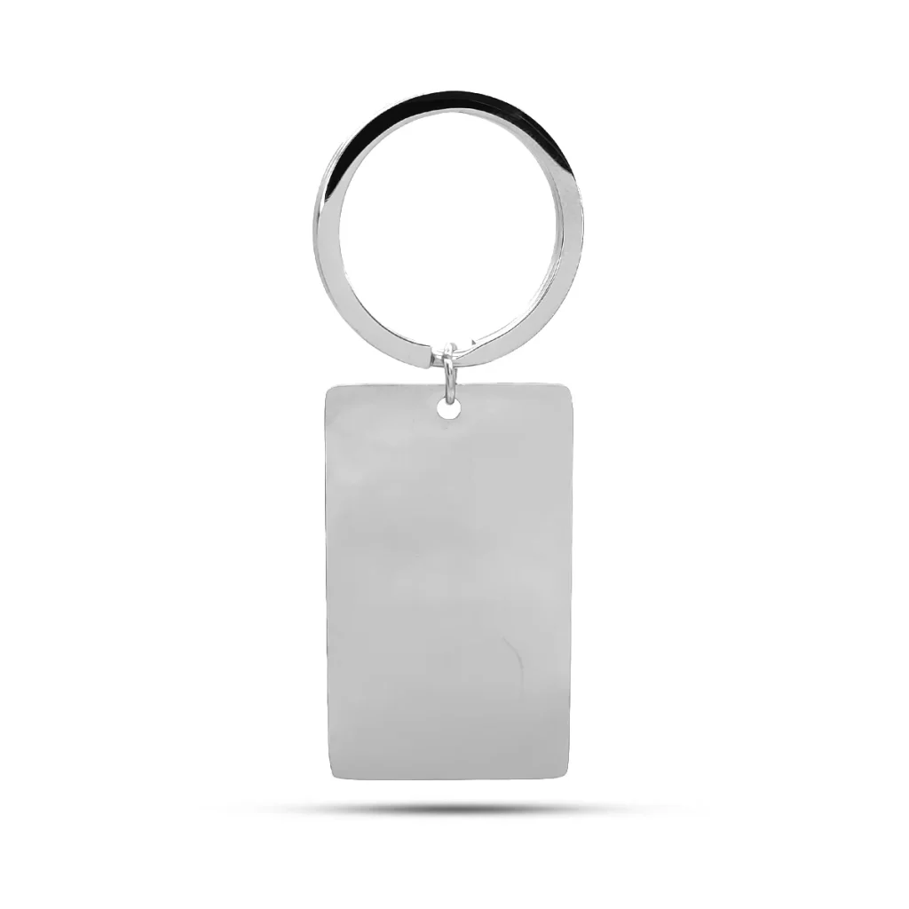 Llavero Acero Plateado Placa Lisa Rectangular 45 mm 3