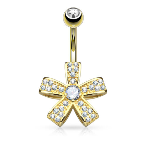 Piercing de ombligo Diseño Flor Dorada Pétalos de Luz