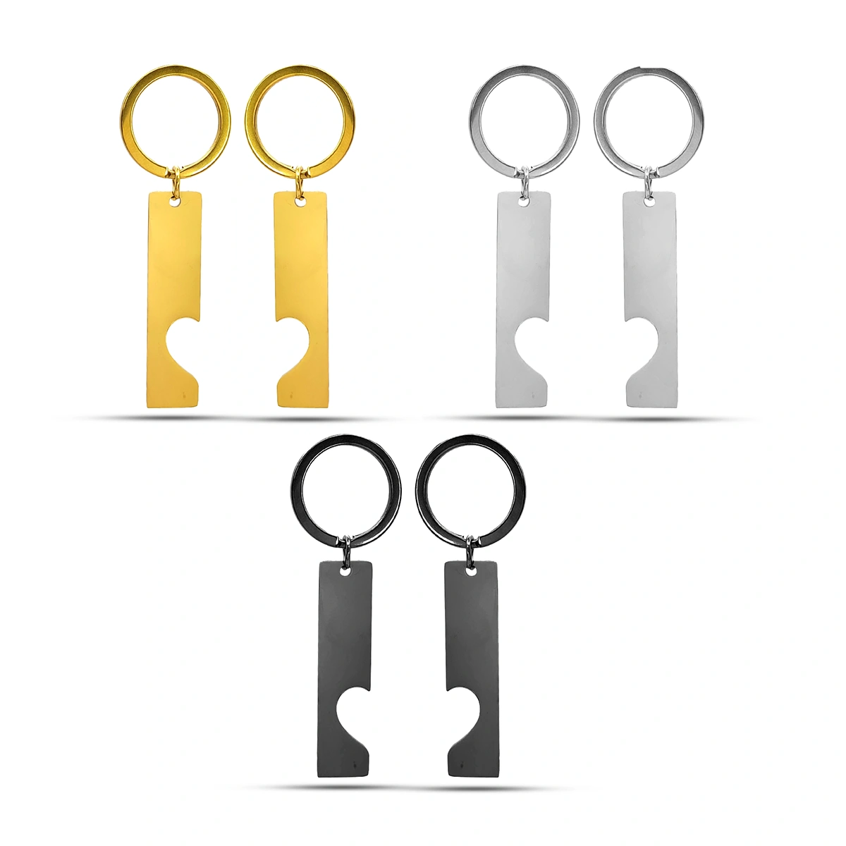 Par de Llaveros Acero Corazon Partido Placa Para Grabado 10