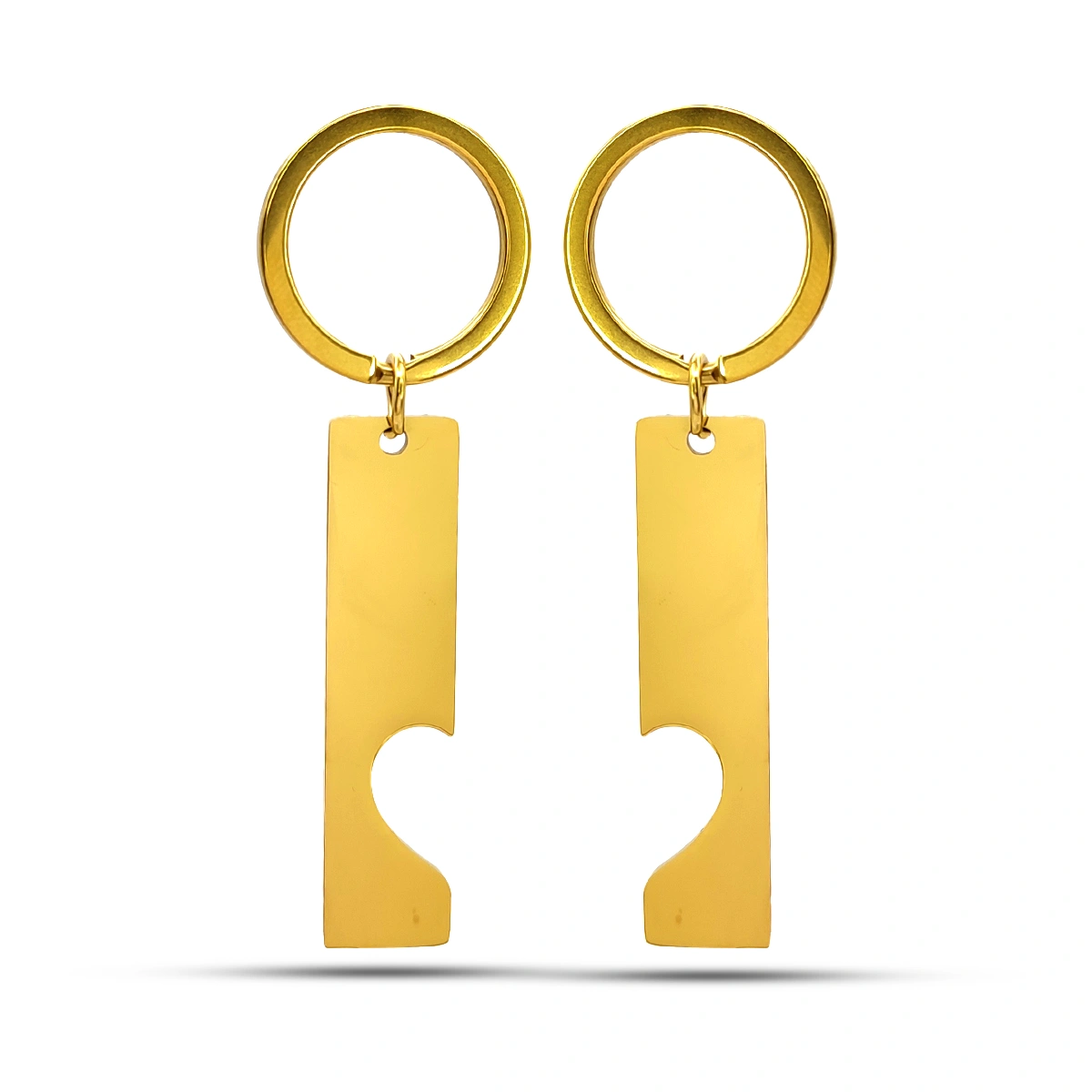 Par de Llaveros Acero Corazon Partido Placa Para Grabado 6