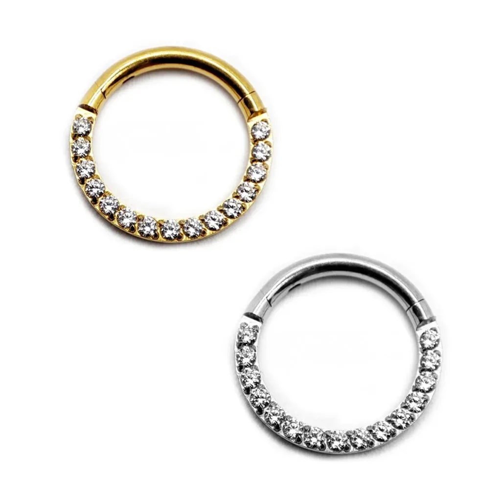 Piercing de Oreja Acero Argolla Aro Zirconia Clicker Liso 5