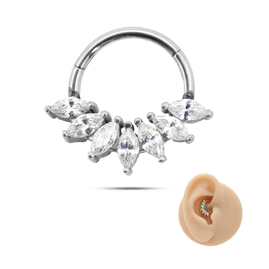 Piercing de Oreja Acero Aro Clicker Zirconia Marquesa 1