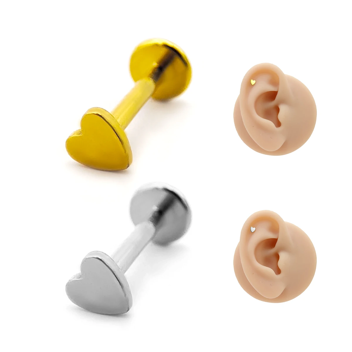 Piercing de Oreja Acero Corazon Liso Plano Minimalista