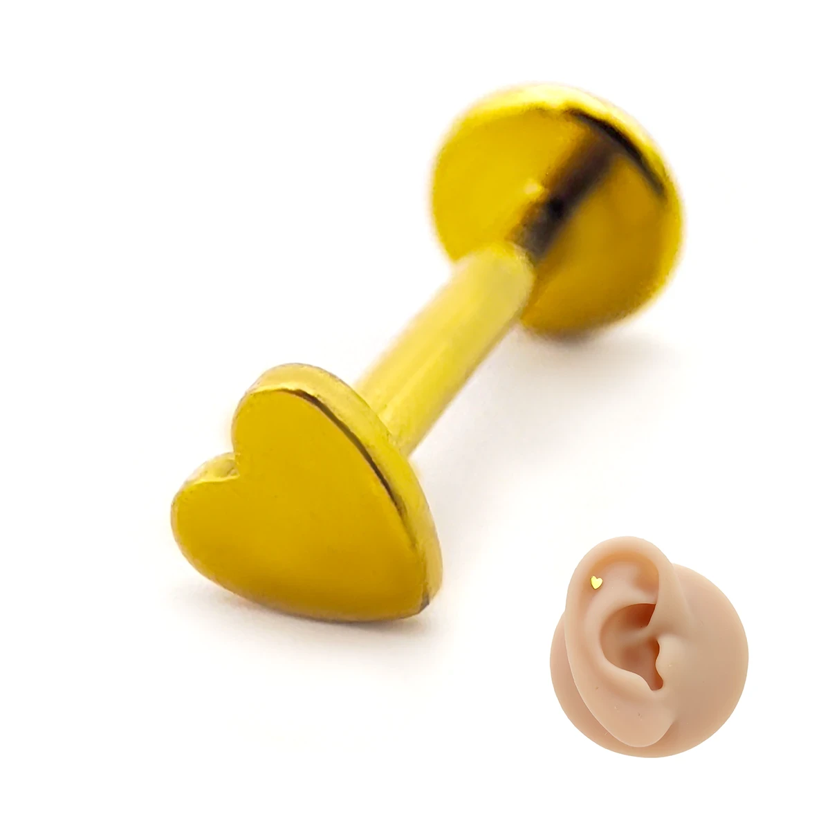 Piercing de Oreja Acero Corazon Liso Plano Sencillo 4