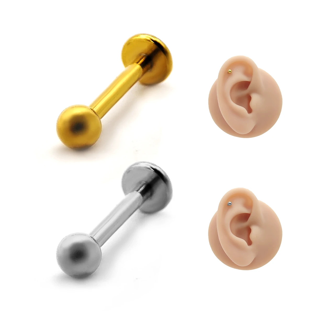 Piercing de Oreja Acero Esfera Clasica Lisa Minimalista 10