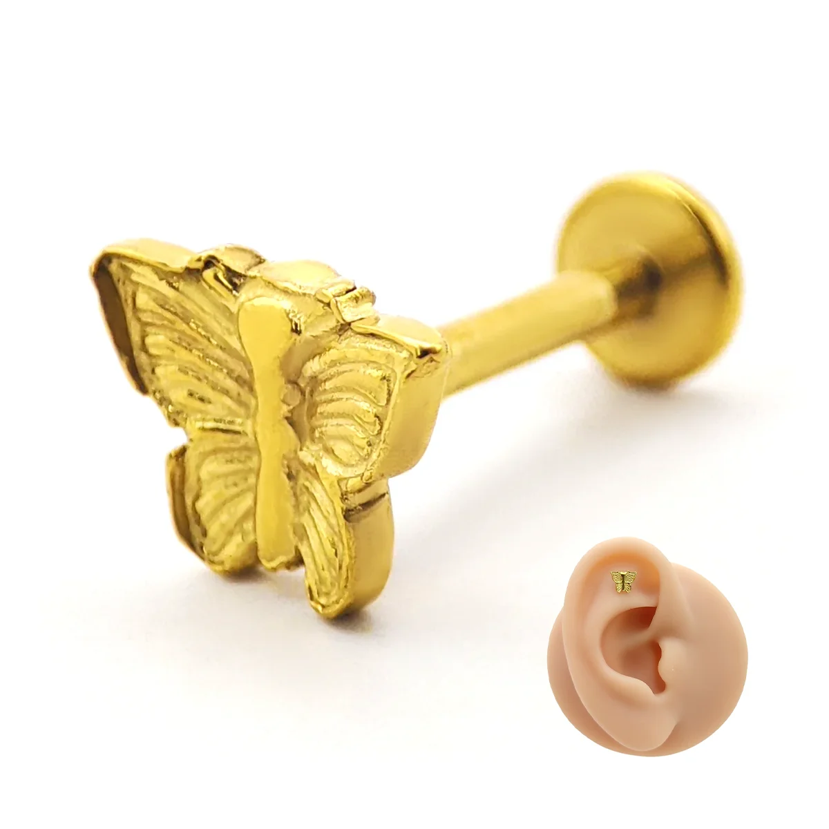 Piercing de Oreja Acero Mariposa Detalle Delicado 9