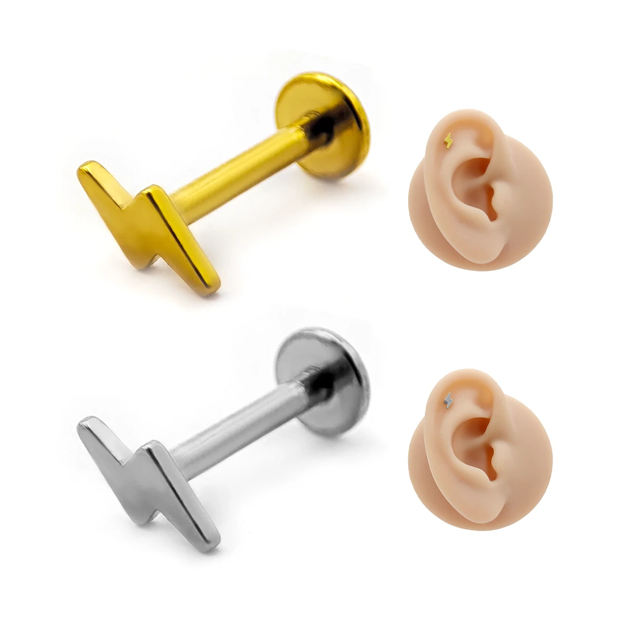 Piercing de Oreja Acero Rayo Liso Sencillo Minimalista