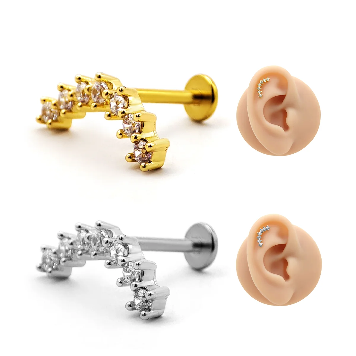 Piercing de Oreja Acero Trepador Curvo Delgado