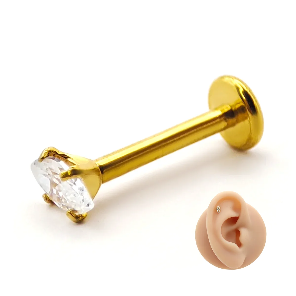 Piercing de Oreja Acero Zirconia Clara Corte Marquesa 14