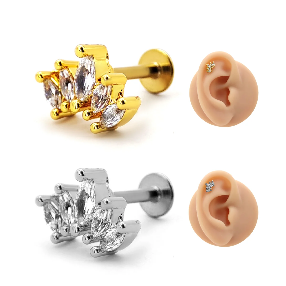 Piercing de Oreja Trepador Cinco Hojas Zirconia Marquesa 1 1