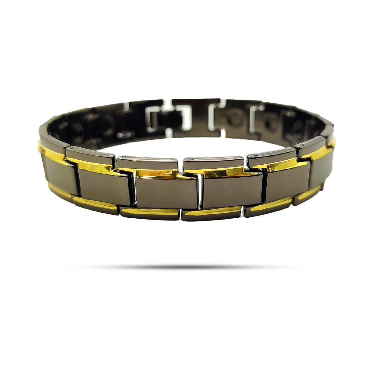 Pulsera Acero Bicolor Esclava Elegante Pulida Hombre 2