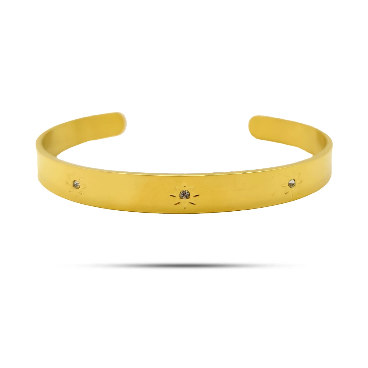 Pulsera Acero Brazalete Soles Cristales Centrales Ajustable 4