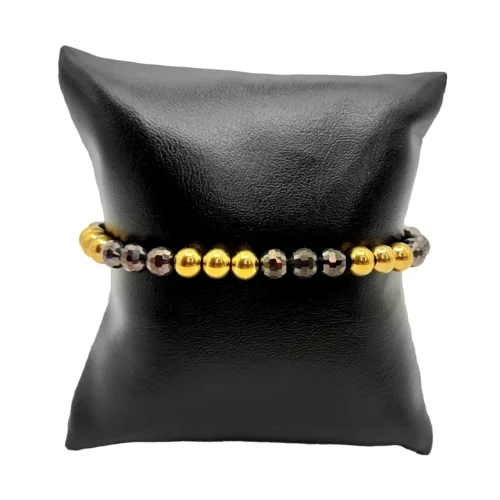 Pulsera-Acero-Dorado-Balines-Cuentas-Negras-Recorrible-2.webp
