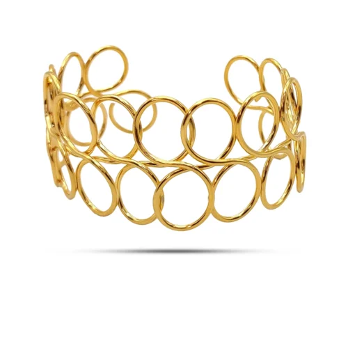 Pulsera-Acero-Dorado-Brazalete-Bucles-Circulos-Alambre-1.webp