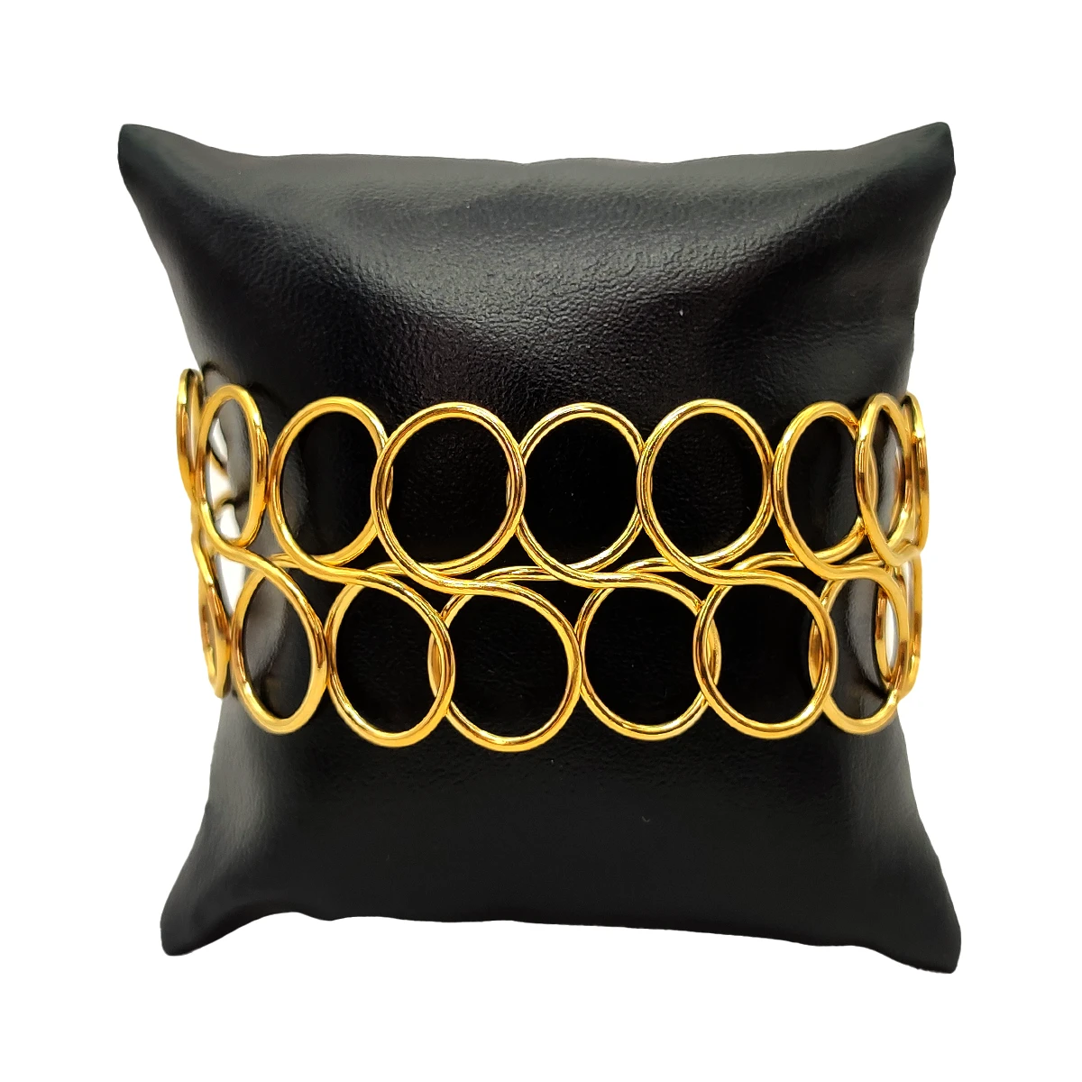 Pulsera Acero Dorado Brazalete Bucles Circulos Alambre 2