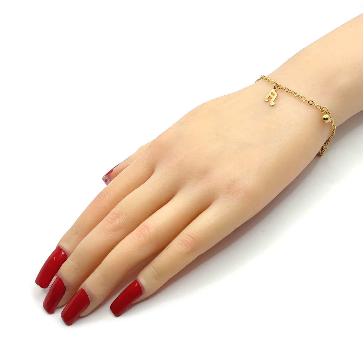 Pulsera Acero Dorado Colgantes Balines y Nota Musical 2