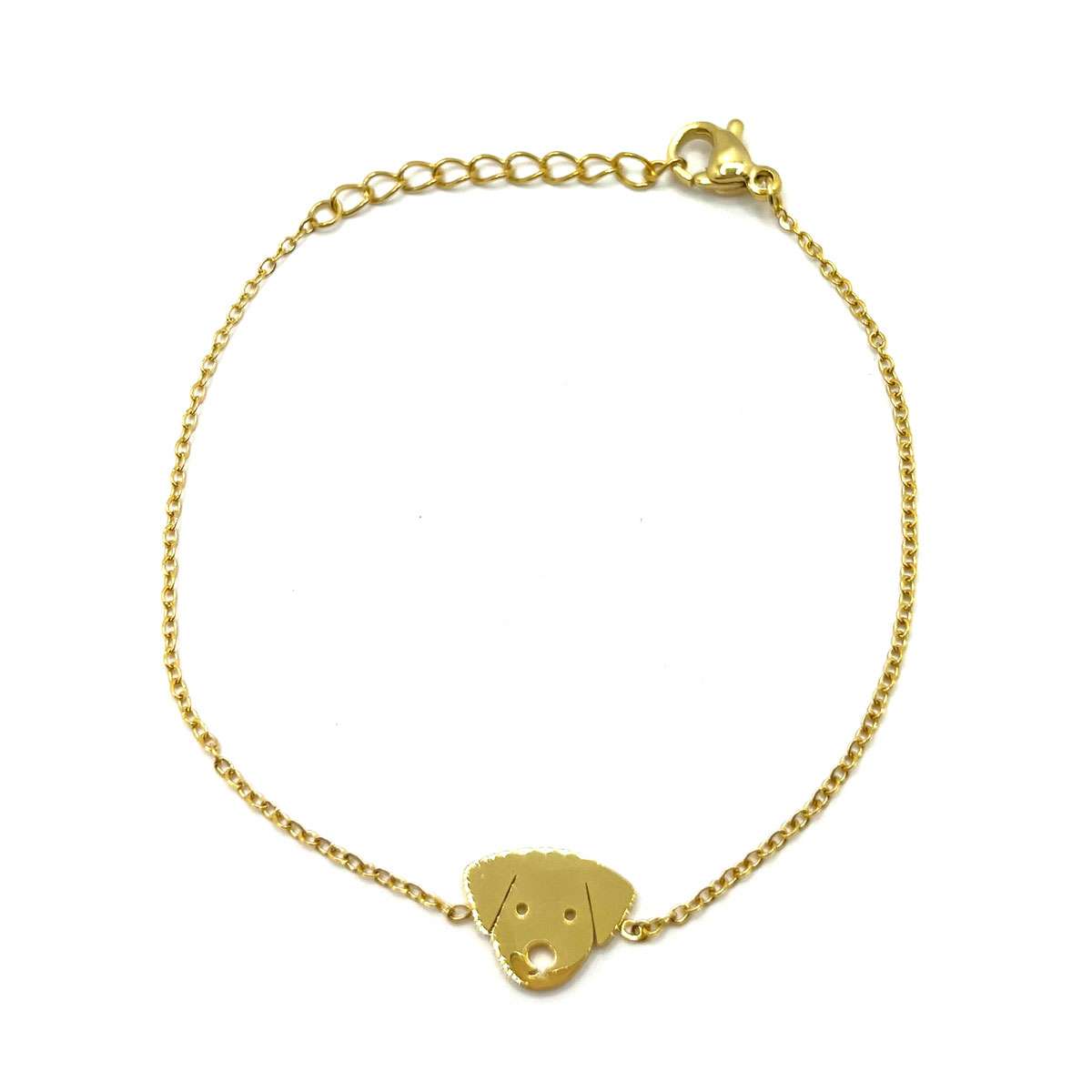 Pulsera Acero Dorado De Mujer Silueta Cara Perrito Lindo