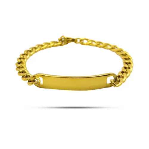 Pulsera Acero Esclava Barbada Placa Para Grabado