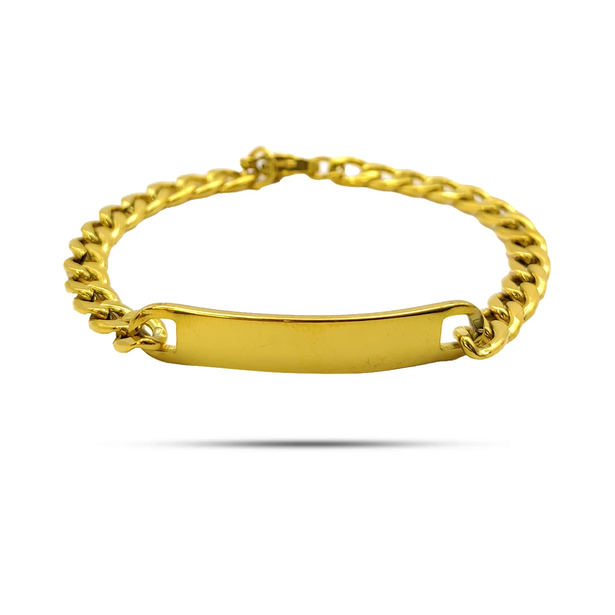 Pulsera Acero Esclava Barbada Placa Para Grabado