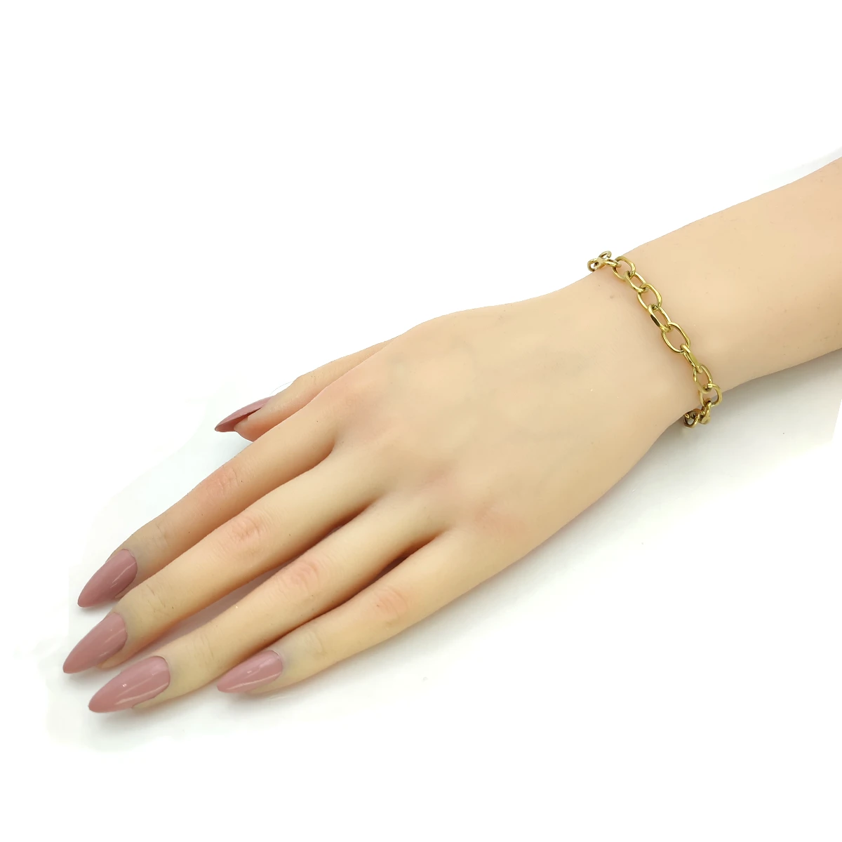 Pulsera Acero Dorado Eslabón Oval Sencilla Casual 5 Pulsera Acero Dorado Eslabón Oval Sencilla Casual - Image 3