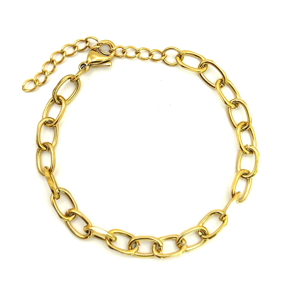 Pulsera Acero Dorado Eslabon Oval Sencilla Casual 2