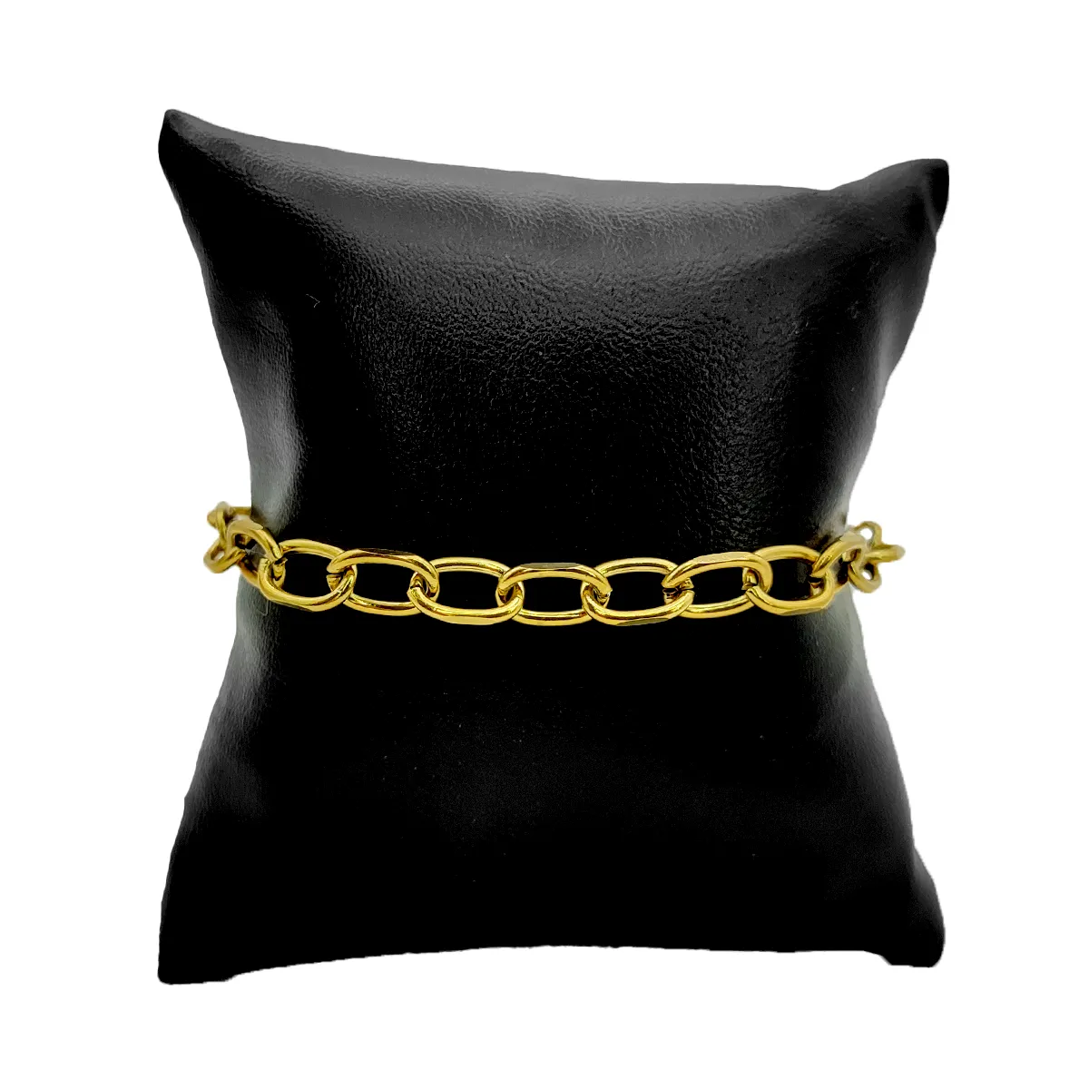 Pulsera Acero Dorado Eslabon Oval Sencilla Casual 3