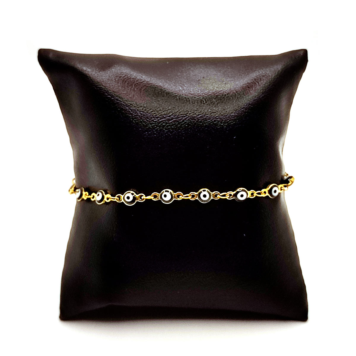 Pulsera Acero Dorado Ojo Turco Nazar Negro 4 mm Poder 2