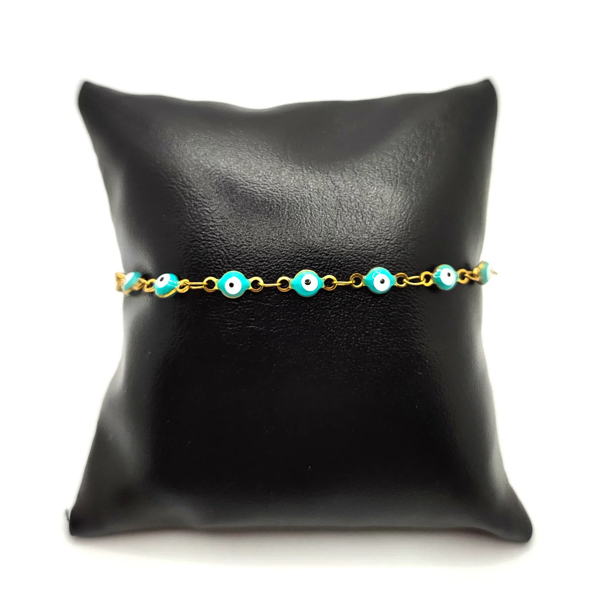 Pulsera Acero Dorado Ojo Turco Nazar Verde 4 Mm Esperanza 2